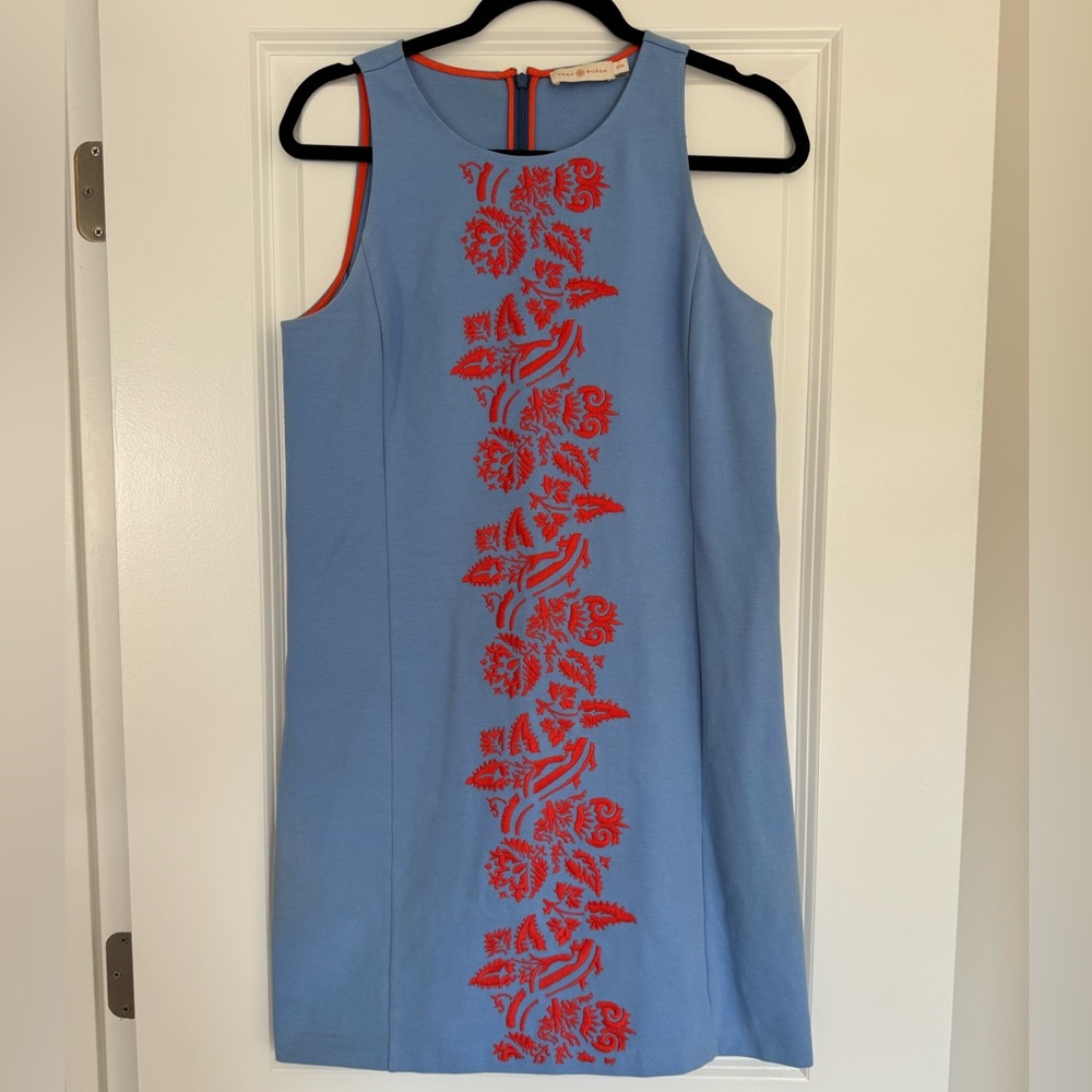 TORY BURCH embroidered sleeveless cotton dress | Size M